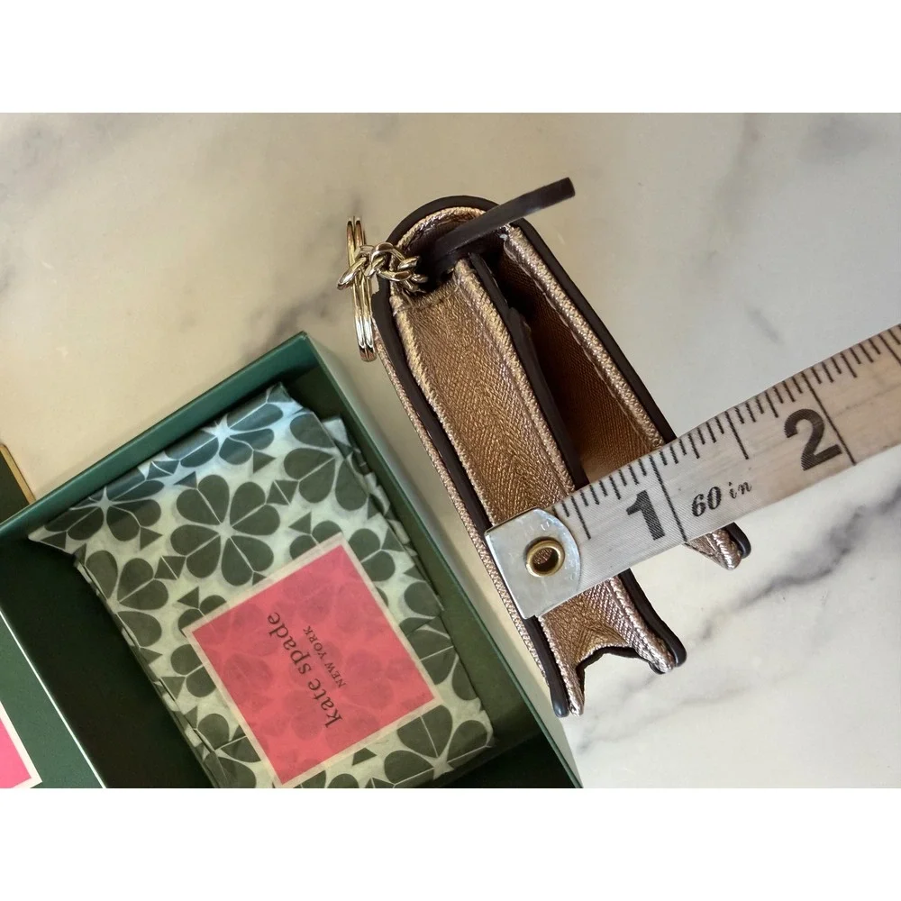 New Kate Spade Staci Metallic Rose Gold Leather Bi Fold Wallet Card Coin Purse